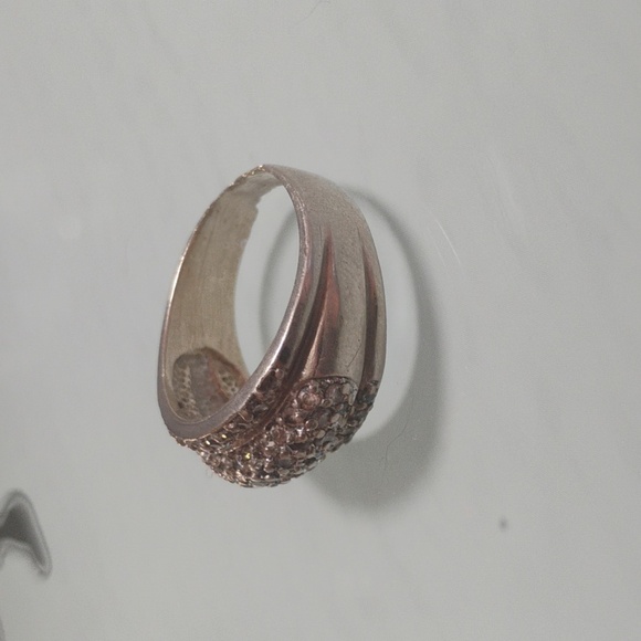 925 Sterling Stamped Pave Set Gemstone Ring Size 10 - Picture 4 of 8